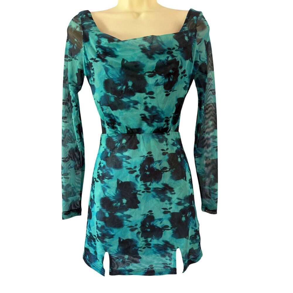 Princess Polly Shelby Dress Watercolor Abstract Floral Print Mesh Knit Size 4
